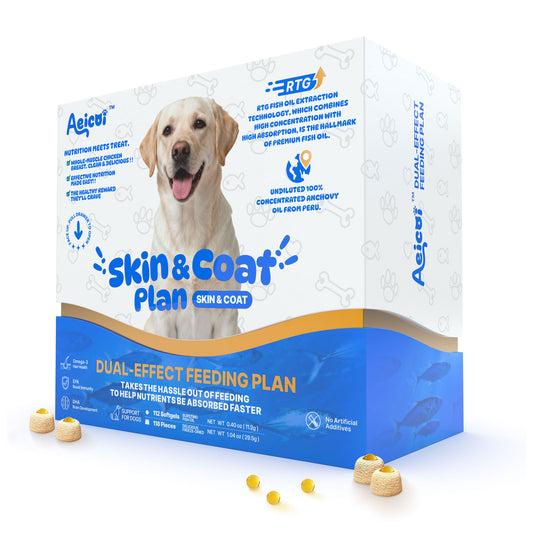 AEICOI Premium Anchovy Fish Oil for Dogs - Mess-Free Omega 3 Chews for Skin & Coat Health - Rich in EPA & DHA